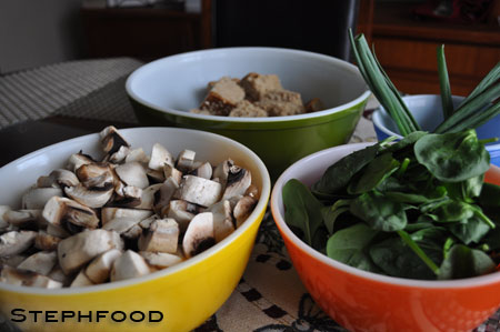Drunken Mushroom, Spinach and Gruyere Strata - ingredients