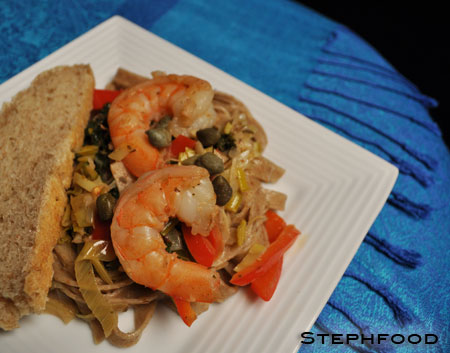 Red Fife Pasta, with Shrimp and Wine Sauce
