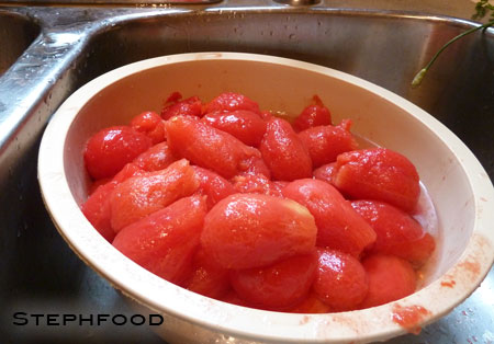 Skinned tomatoes - gruesome!