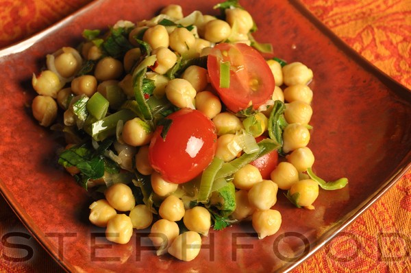 Warm Chickpea Salad with Tomatoes and Parsley