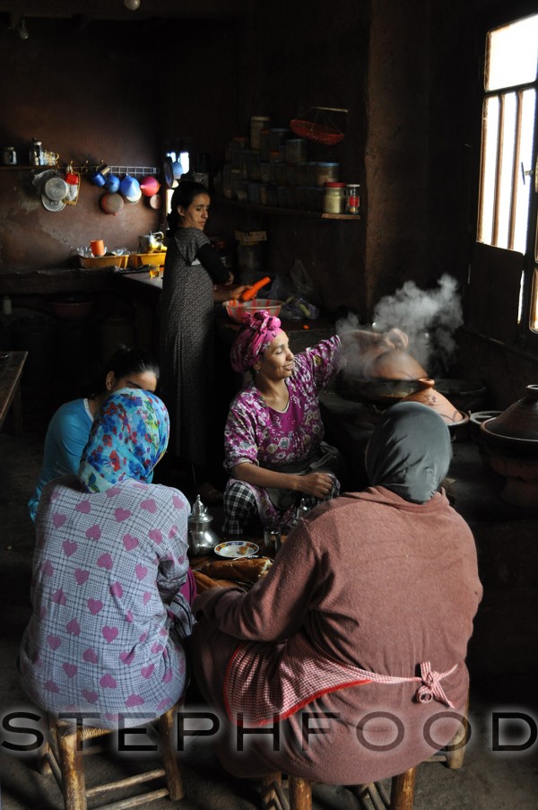 The women prepare a meal.